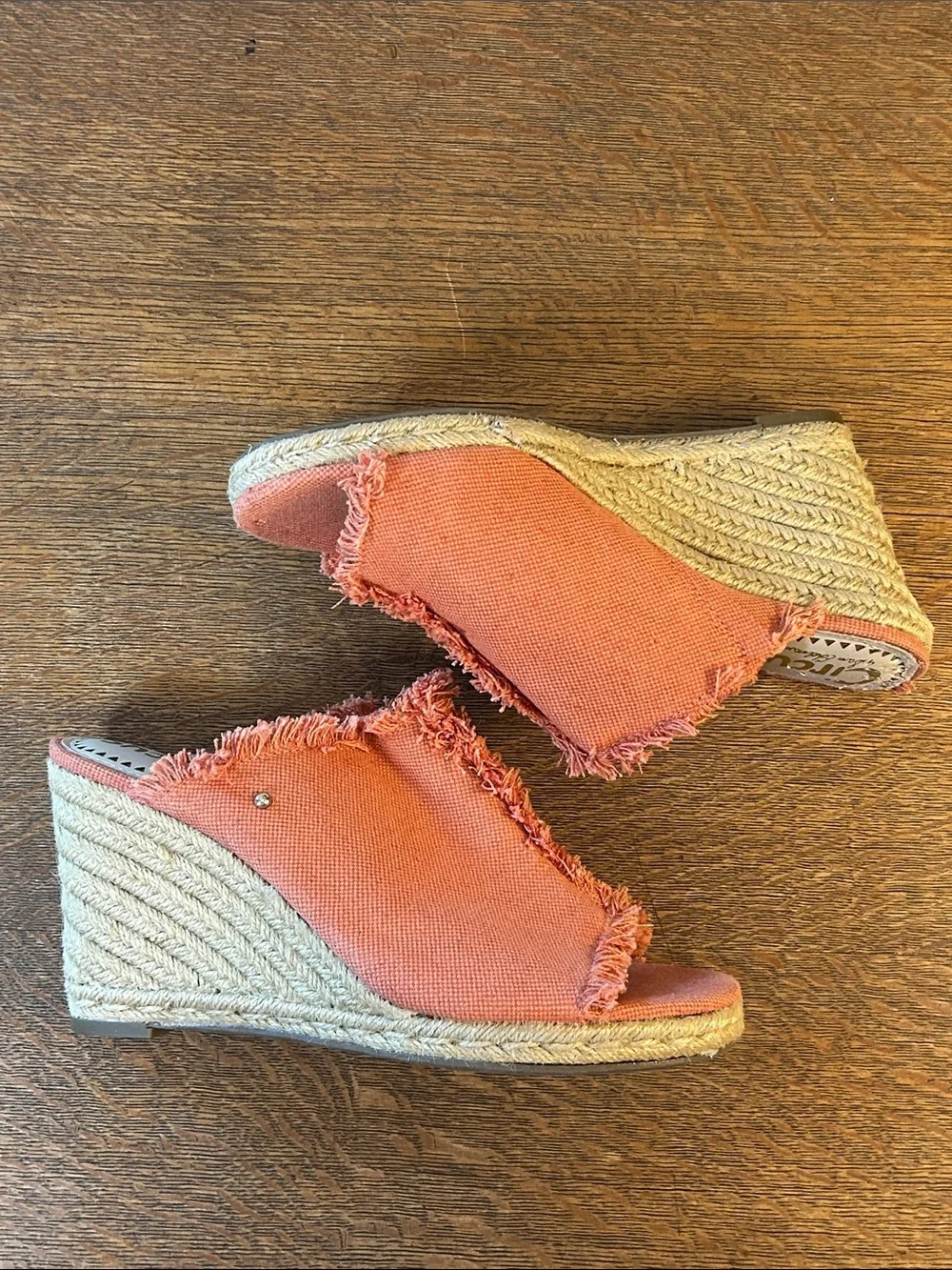 CIRCUS BY SAM EDELMAN Baker Wedge fringe Orange denim Sandals size 8.5